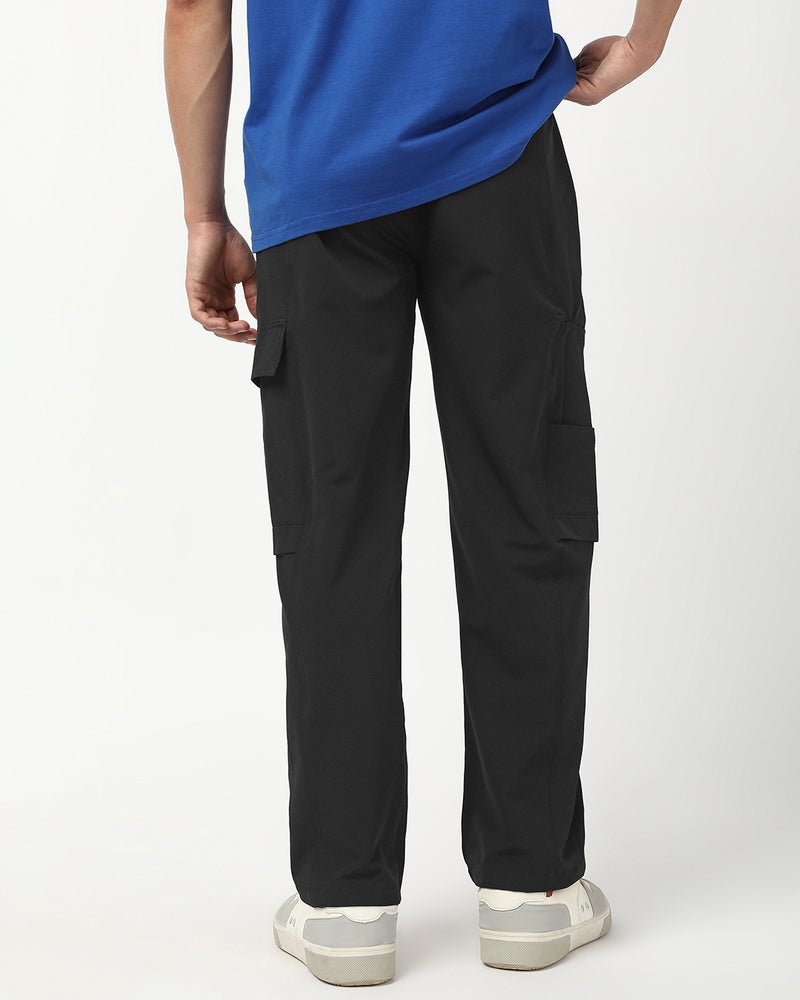 bewakoof Men's Jet Black Cargo Pants - Image 3